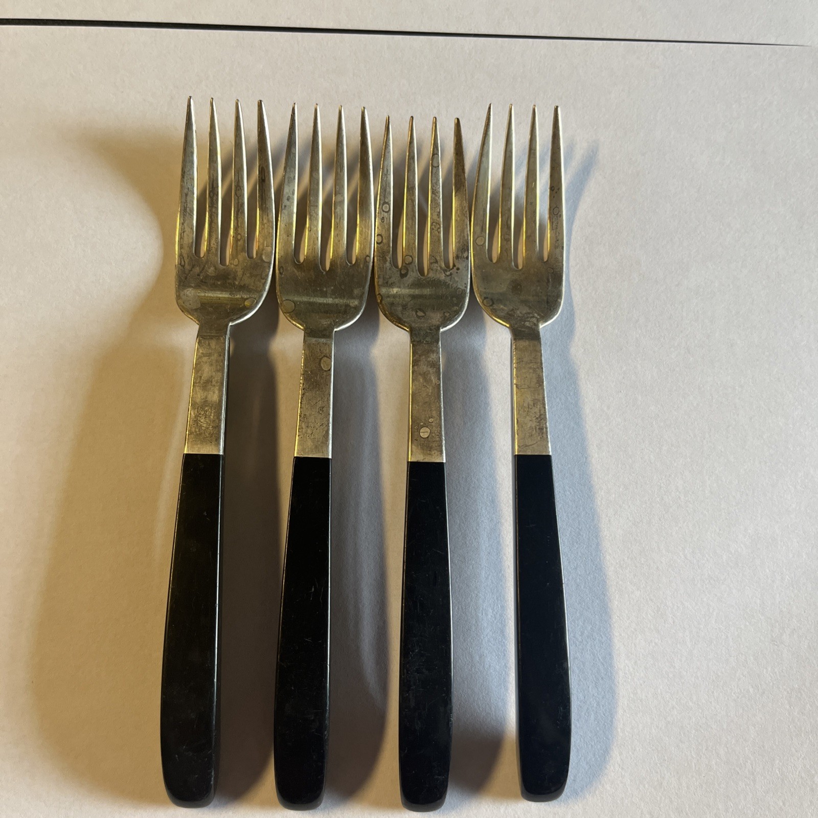 1957 LUNT CONTRAST PATTERN BLACK NYLON HANDLE STERLING SILVER 925 FLATWARE 12 PC