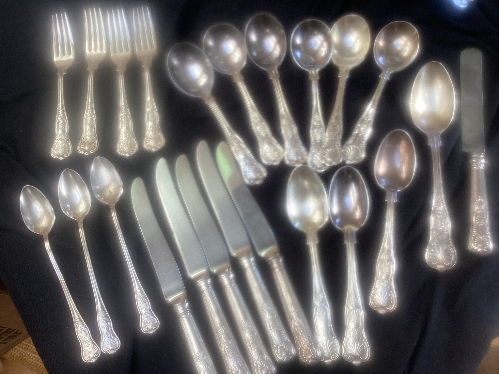 Vintage US Navy Kings Pattern Silverplate Flatware International Silver