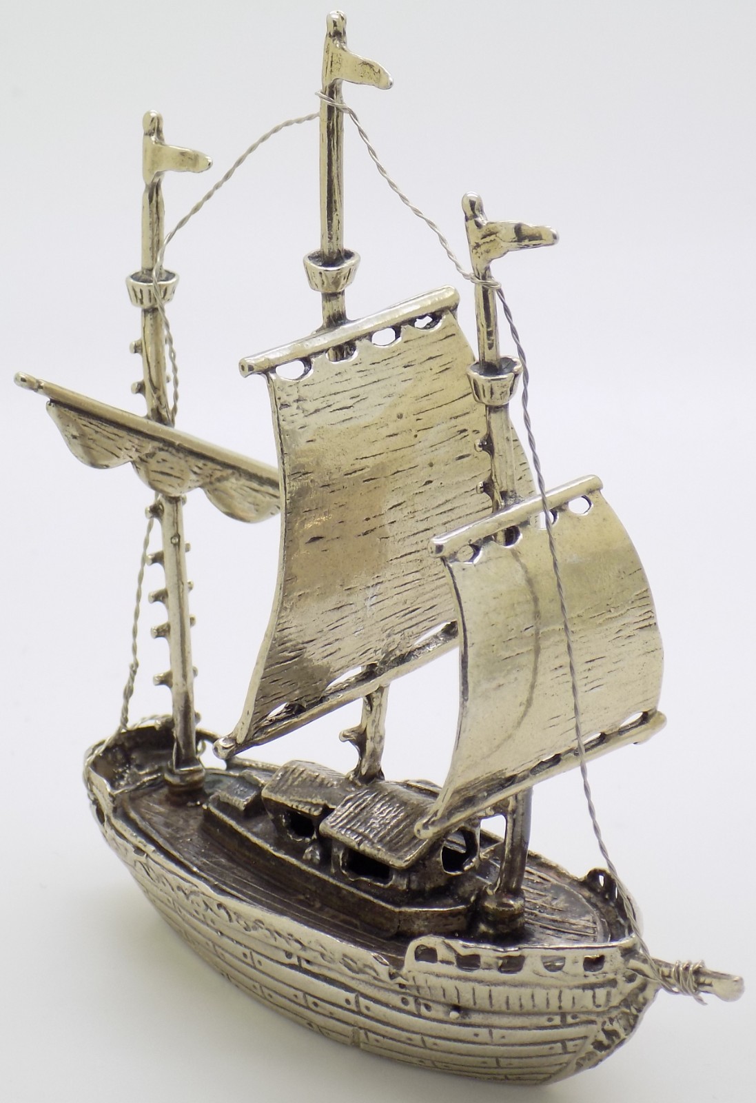 Vintage Italian Handmade Genuine Silver Galleon Sailing Ship Large Figurine