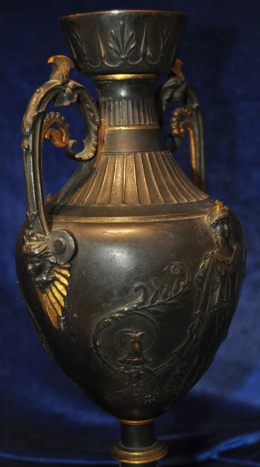 NEOCLASSICAL BRONZE URN GILT MARBLE RELIEF GRAND TOUR GREEK ROMAN BUST EGYPTIAN