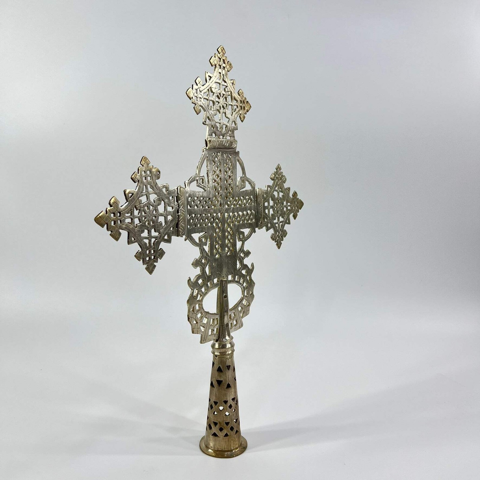 Silver Colored Coptic Processional Cross Ethiopia