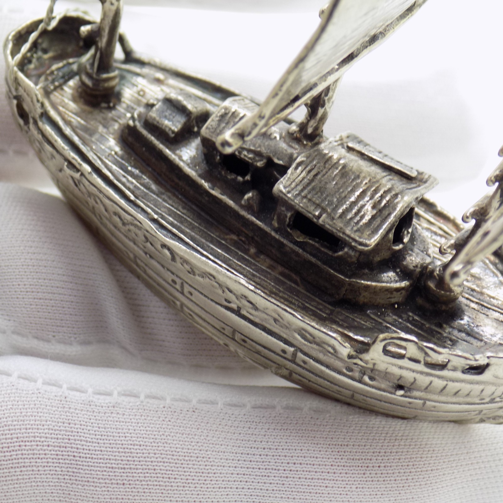 Vintage Italian Handmade Genuine Silver Galleon Sailing Ship Large Figurine