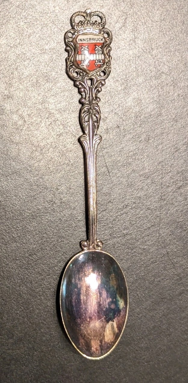 Vintage Innsbruck Spoon Collectible 90 Silver Plated with Enamel Crest