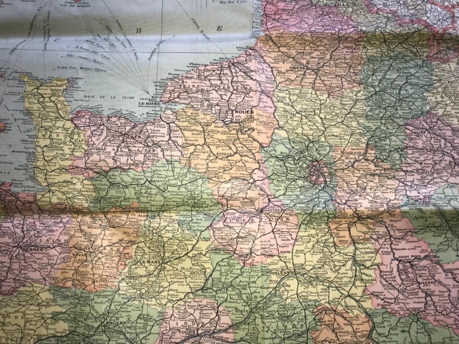 WW1 Nouvelle Carte France Map 41″ Alphonse Taride French Territories Belgique