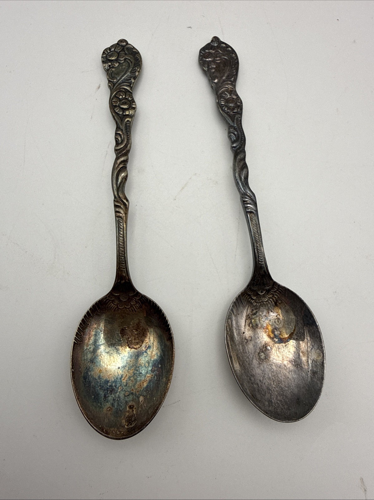 Vtg Nils Johan Amsterdam Demitasse Spoons Set of 2 Swedish Silverplate 4.5″ MCM
