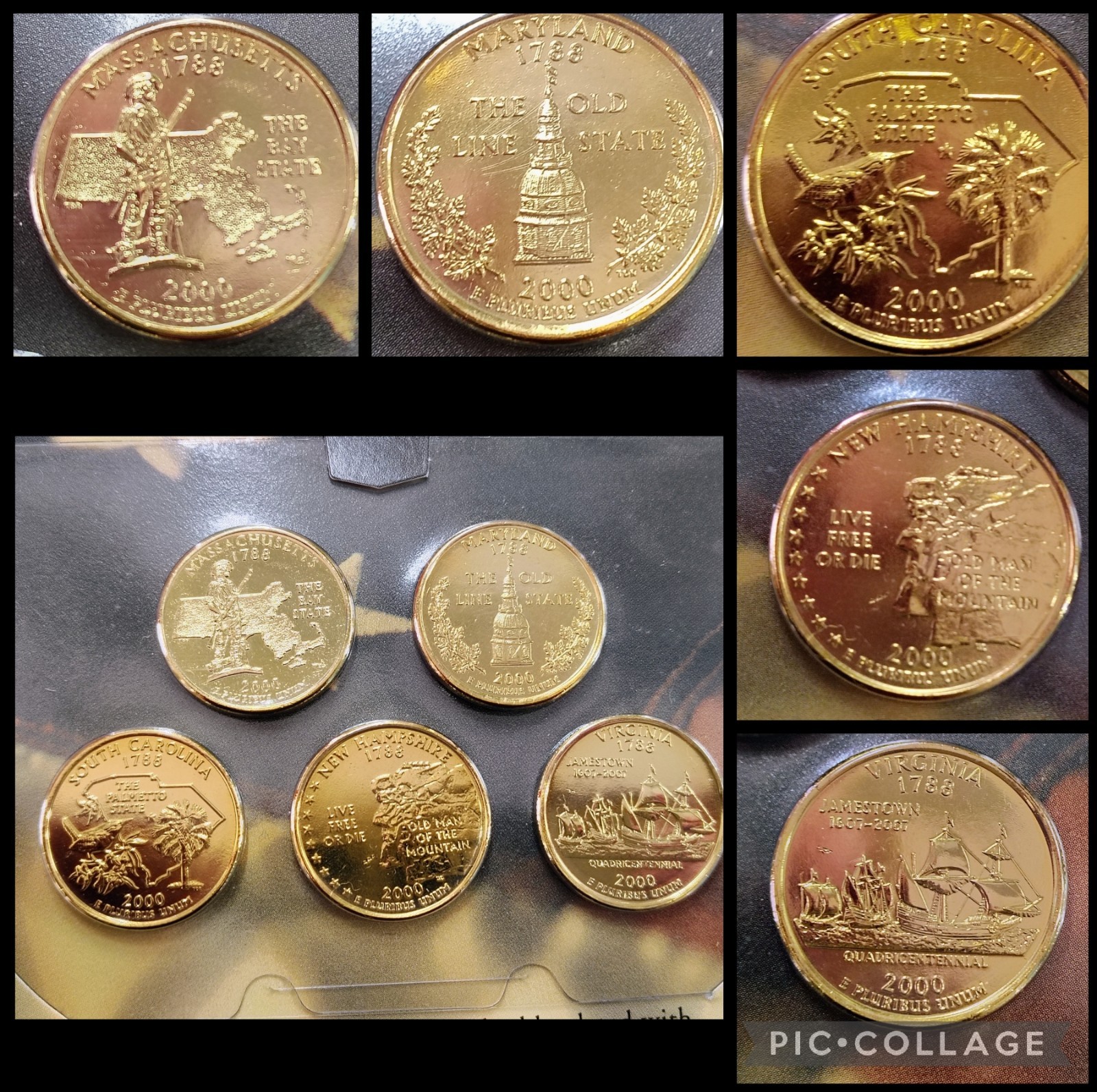 2000 24 KARAT GOLD COLLECTION UNCIRCULATED QUARTERS SetOf5+ HISTORY~SPECIAL LTED