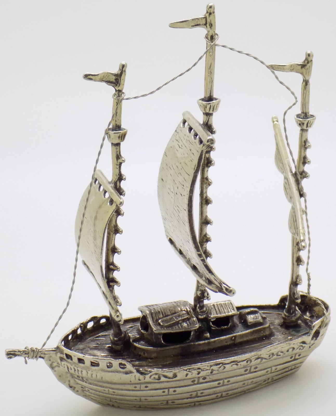 Vintage Italian Handmade Genuine Silver Galleon Sailing Ship Large Figurine