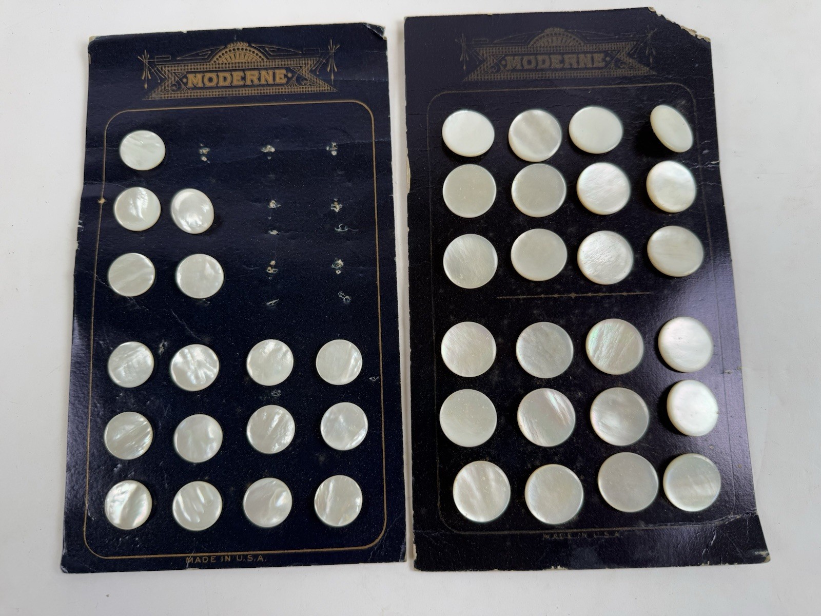 Vintage Moderne Mother of Pearl Shell Shank Buttons Lot 41 Carded Made in USA