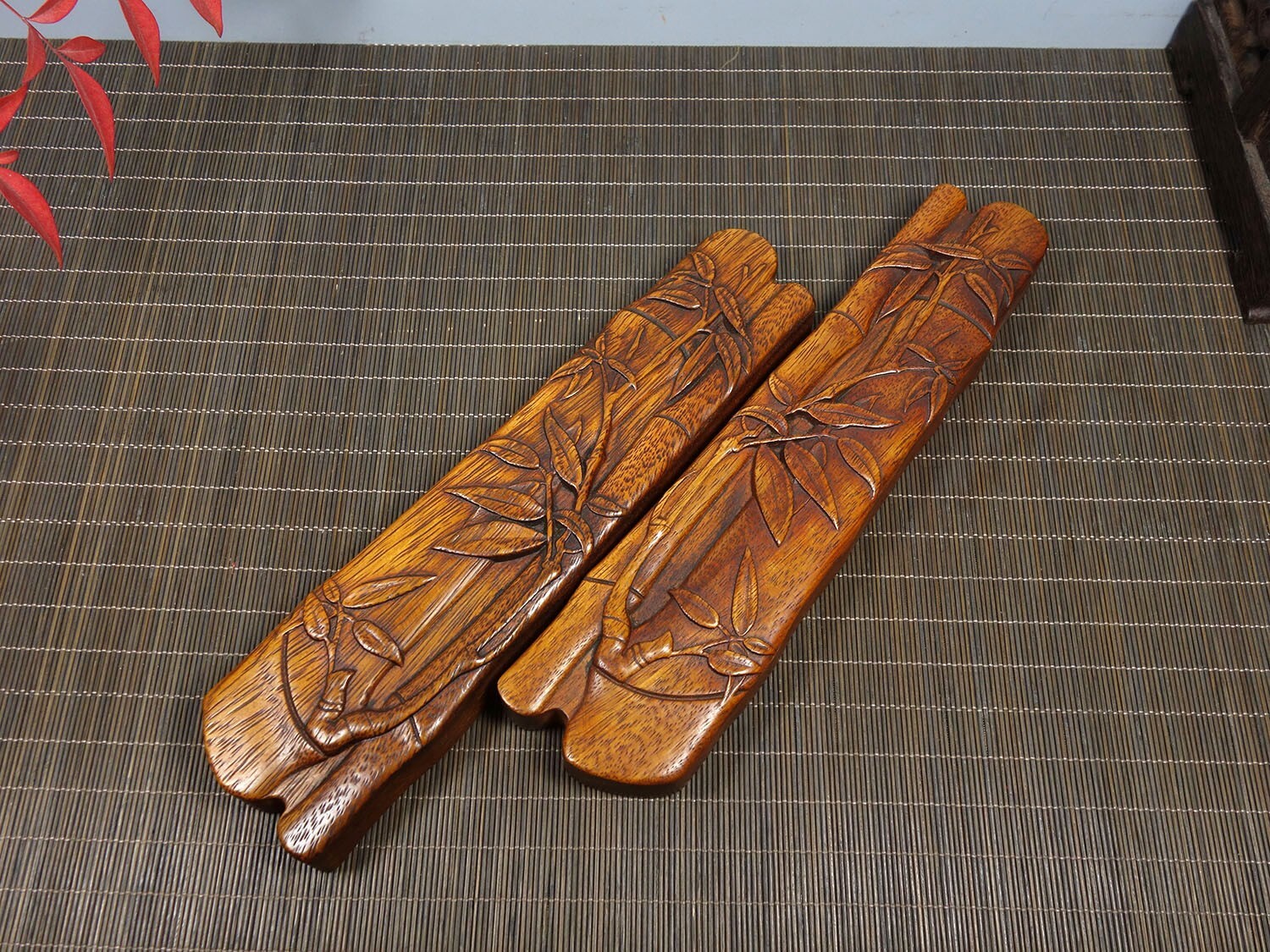 Old Tibetan Rosewood Carving Bamboo Weighing Scale Rising Step By Step Decor