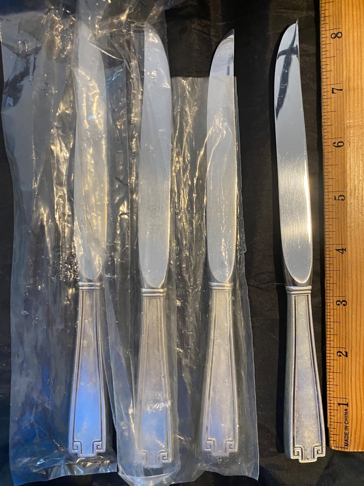 4 GORHAM ETRUSCAN STERLING SILVER REAL STEAK KNIVES GREAT SHAPE HAND POLISHED