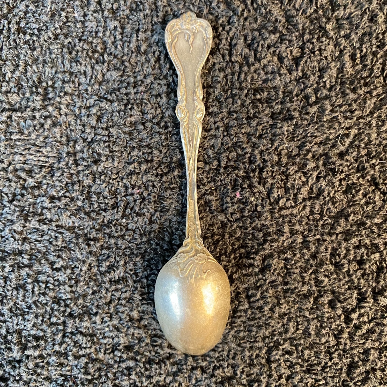 Antique Sterling Silver Mt Pisgah Asheville NC Souvenir Spoon 5757 Ft Floral