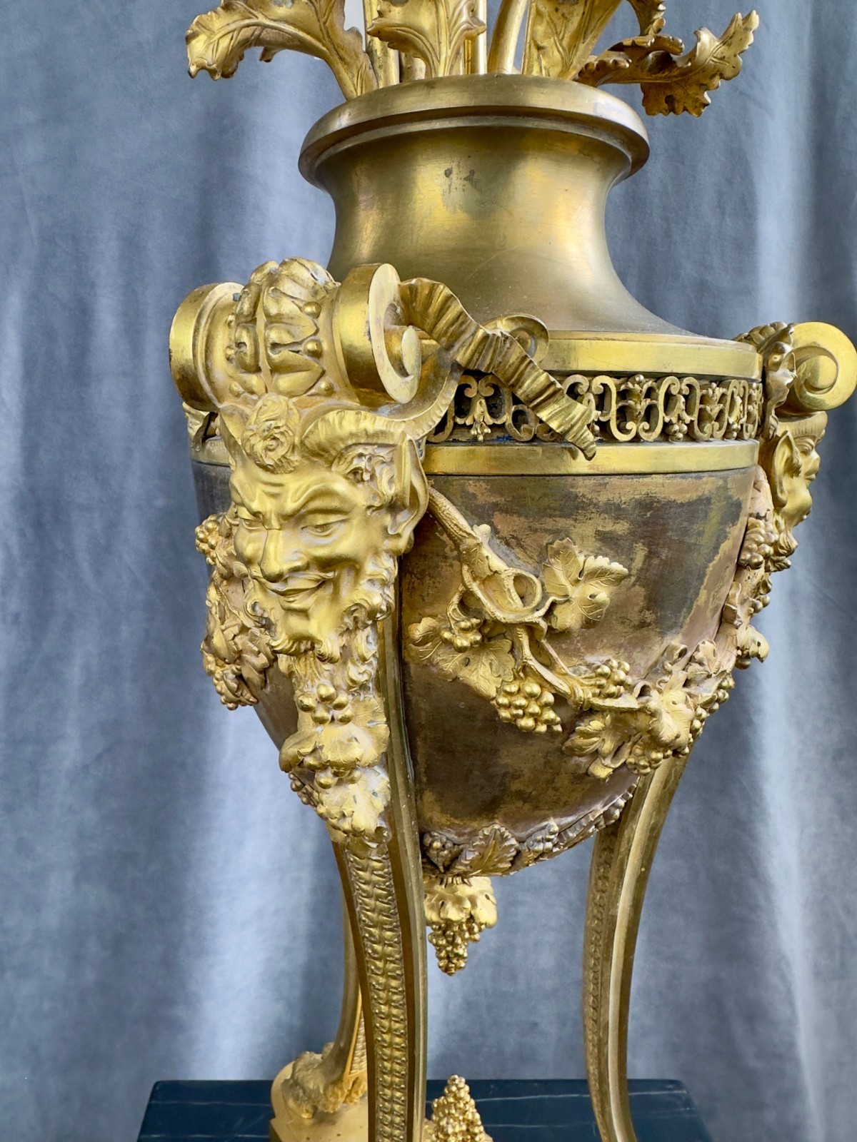 French Henry Dasson et Cie Gilt Bronze Seven-Light Poppy Candelabra 1885