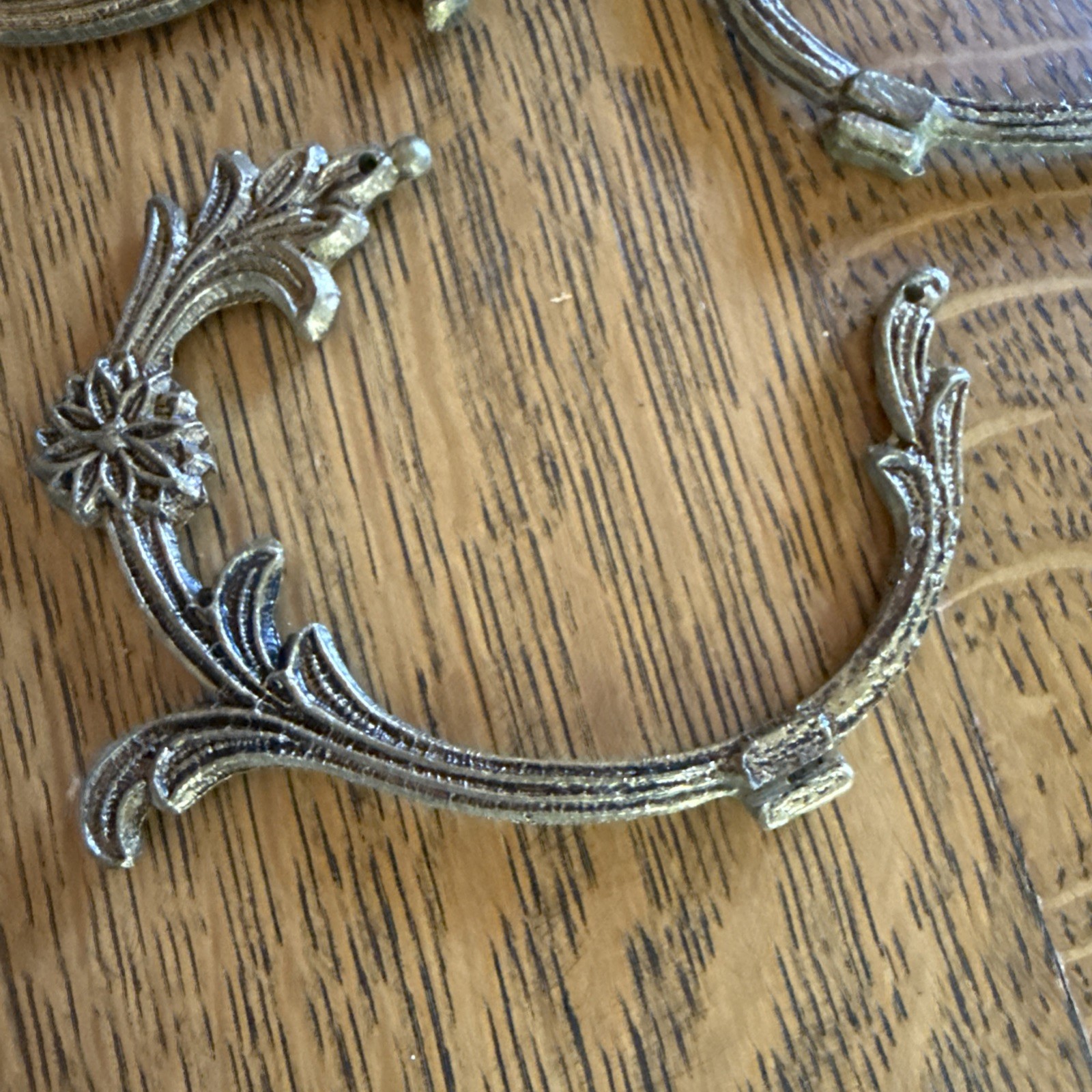 Vintage Brass Salvage Hardware Pieces Unknown Origin Lot Of 7 (4×3) 2.2oz. Each