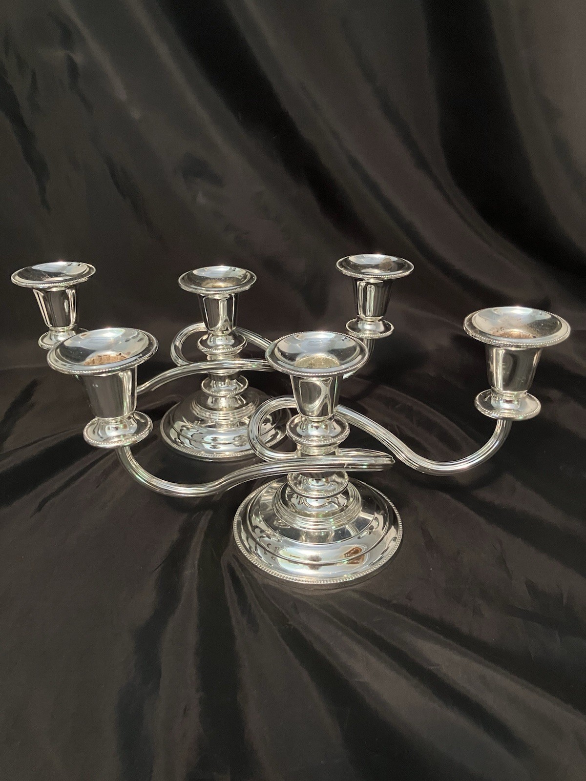 (2)Vintage EP Zinc Silver Plated Triple Twisted Candelabra England Heavy 10” L