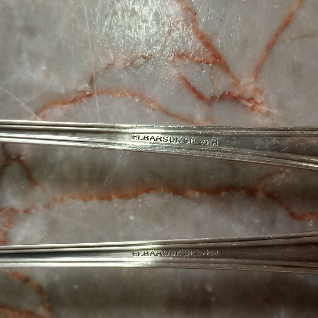 Elbarson Silver Iced Tea Spoons Set of 8 Silverplated USA Antique