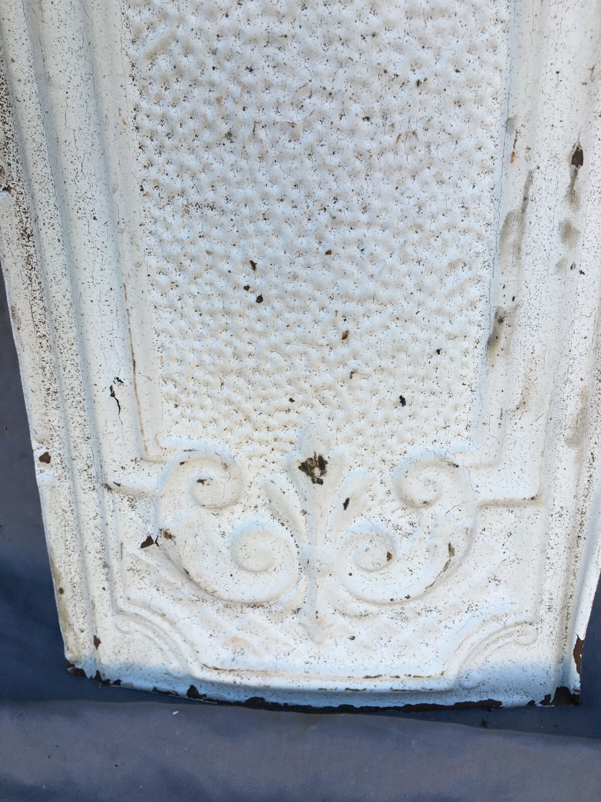 Antique Decorative Tin Metal Ceiling 13″ x 24″ Shabby VTG White Chic 241-25B