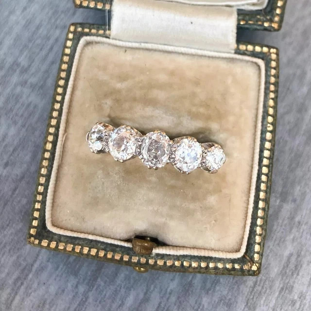 Art Deco 3.45Ct Simulated Diamond Engagement 14K White Gold Plated Silver Ring