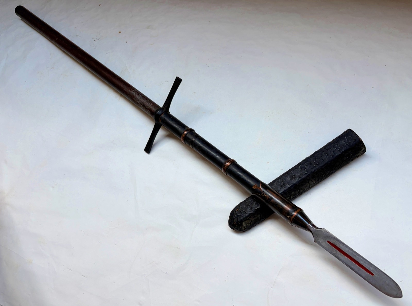 Antique japanese yari with long koshirae