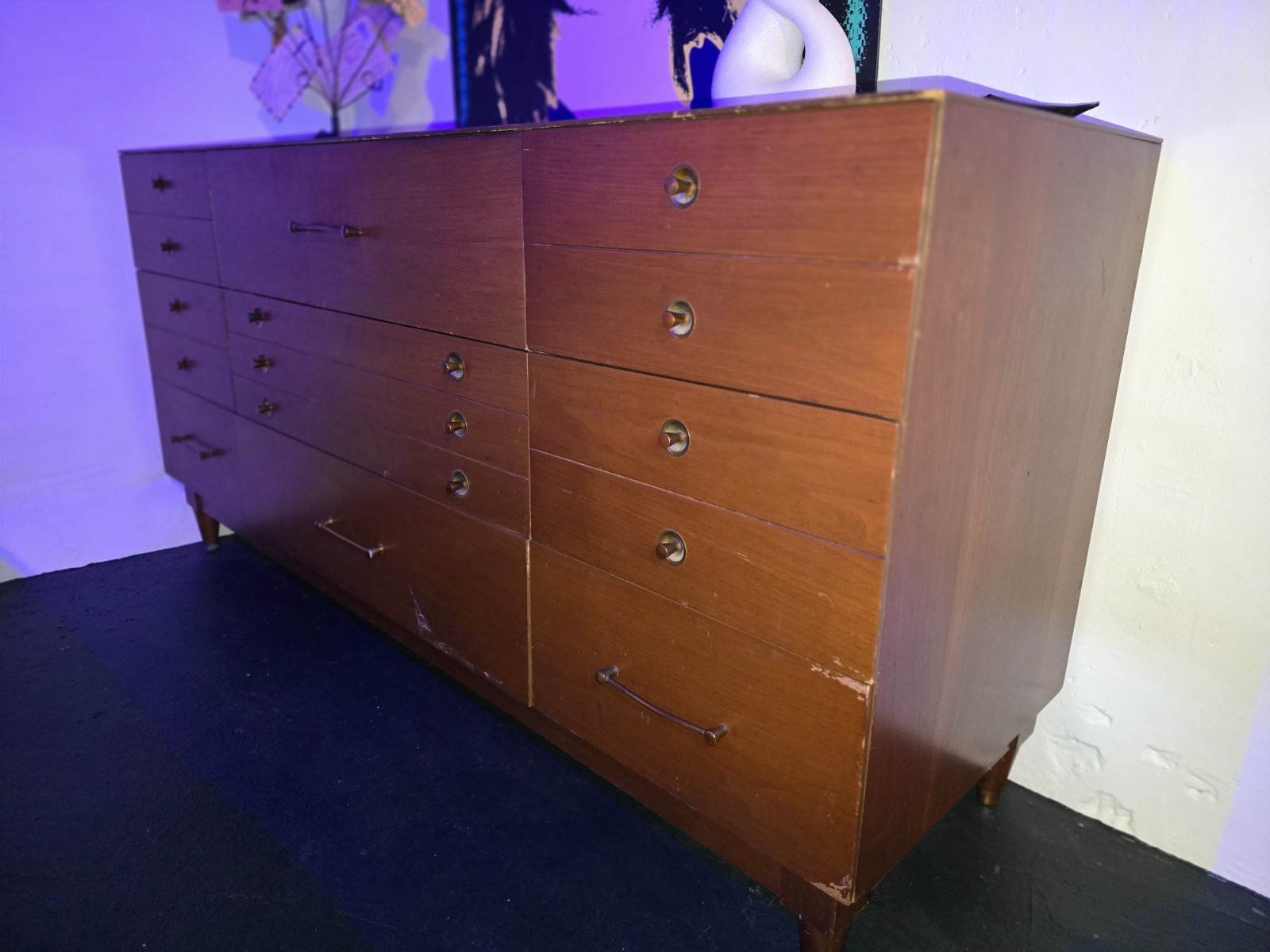 MCM Walnut Dresser Set by Basic-Witz Furn. Indus.