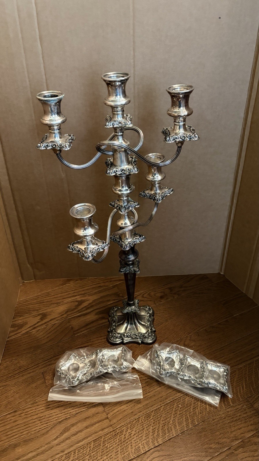 wow Antique Gorham Silver Plate Candlestick Candelabra Convertible Pattern 20702