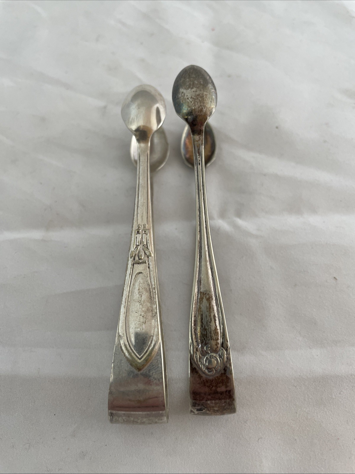 silver plated sugar tongs X 2. Art Deco.