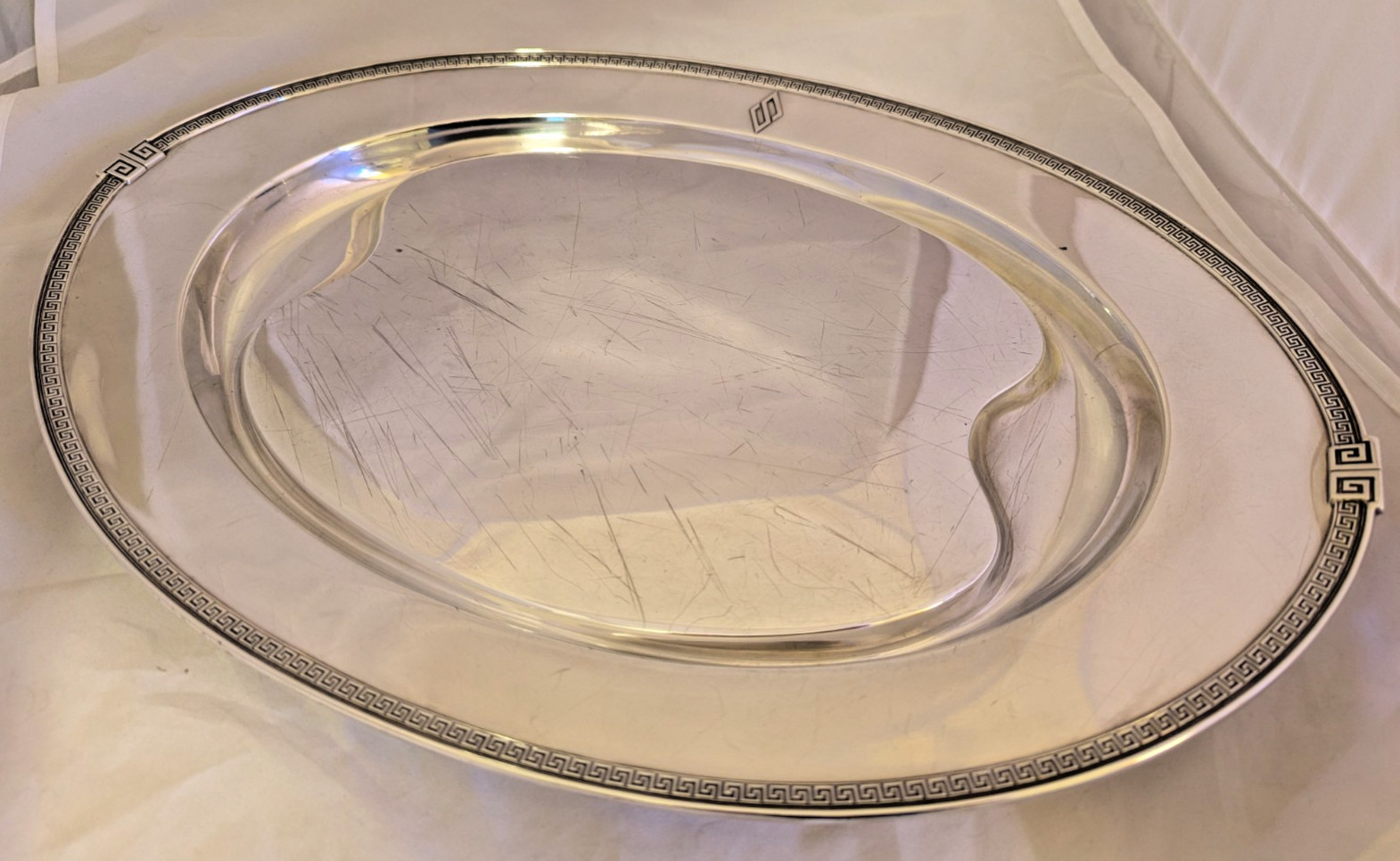 Etruscan by Gorham Sterling Silver ART DECO Meat Platter w/Wells 18″x13″ 1446g