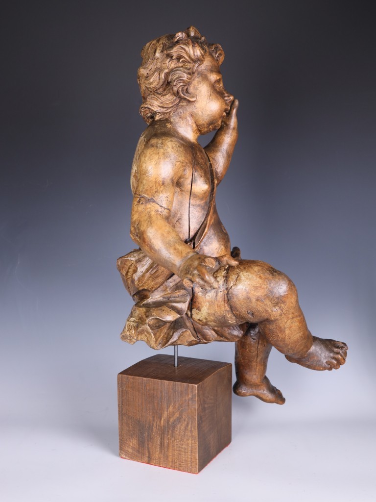 Large Italian Carved Wooden Putto Cherub Figure | Late 18th Century Ecclesiastic