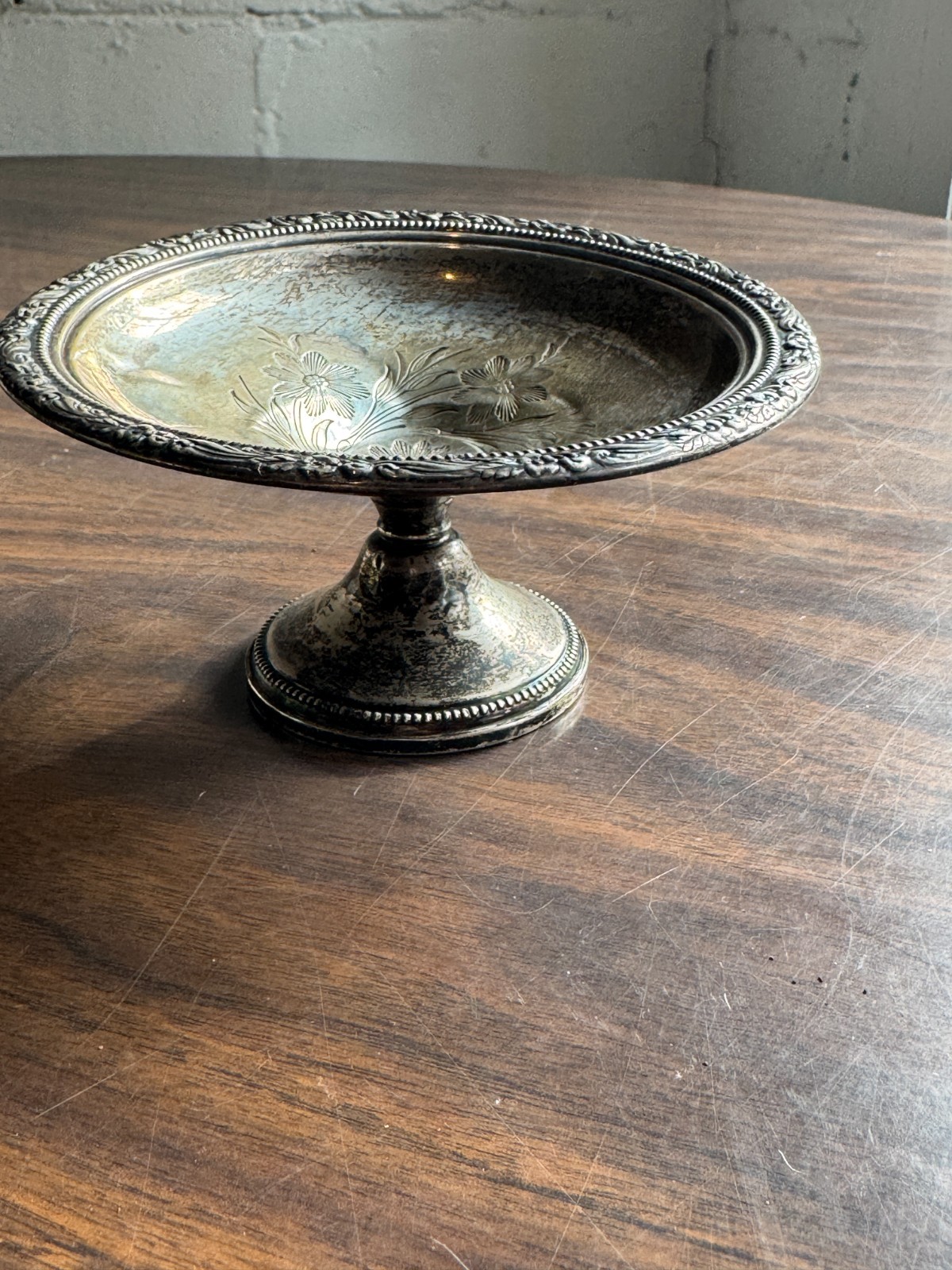 sterling by Frank M Whiting company reinforced with cement compote / dish
