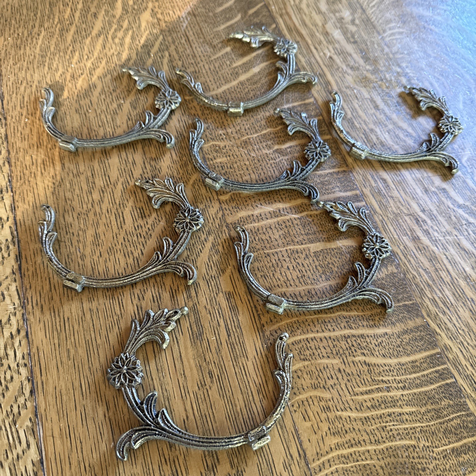 Vintage Brass Salvage Hardware Pieces Unknown Origin Lot Of 7 (4×3) 2.2oz. Each