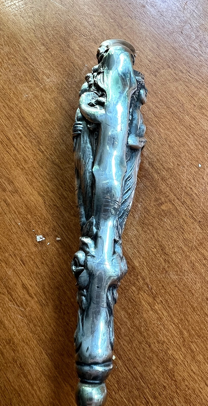 7 1/2″ Ornate Art Nouveau Button Hook; Steel Shank; Probably Silver Plate