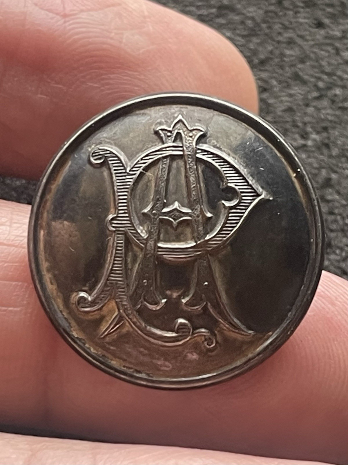 Antique Pitt & Co London Livery Button 1875-1895 Ornate Intertwined PA Monogram