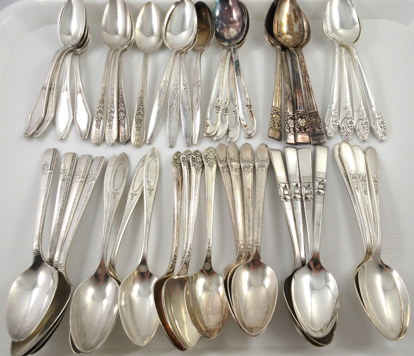 48 Piece Mixed Pattern Vintage Teaspoon Silverplate Lot #1