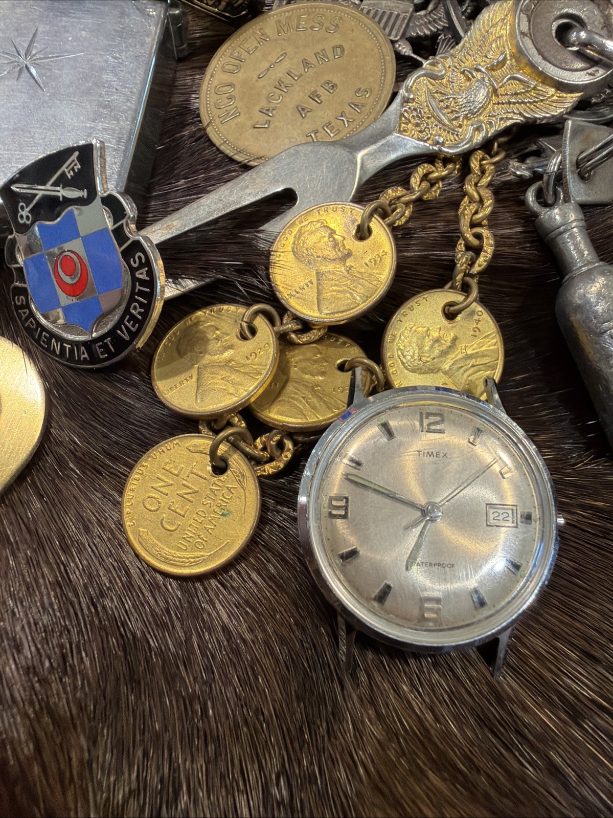 Vintage Grampa Drawer Lot Militaria Antiques Etc