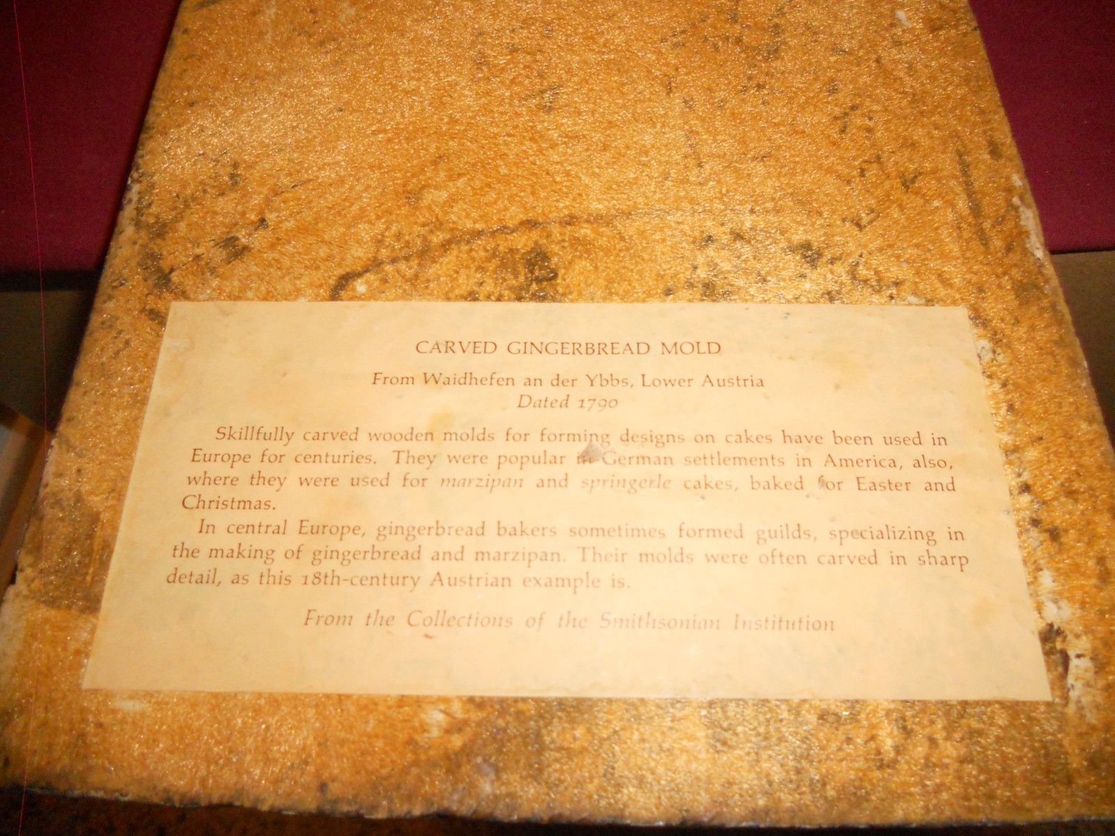 Antique 1790 gingerbread cookie mold from Smithsonian Institution