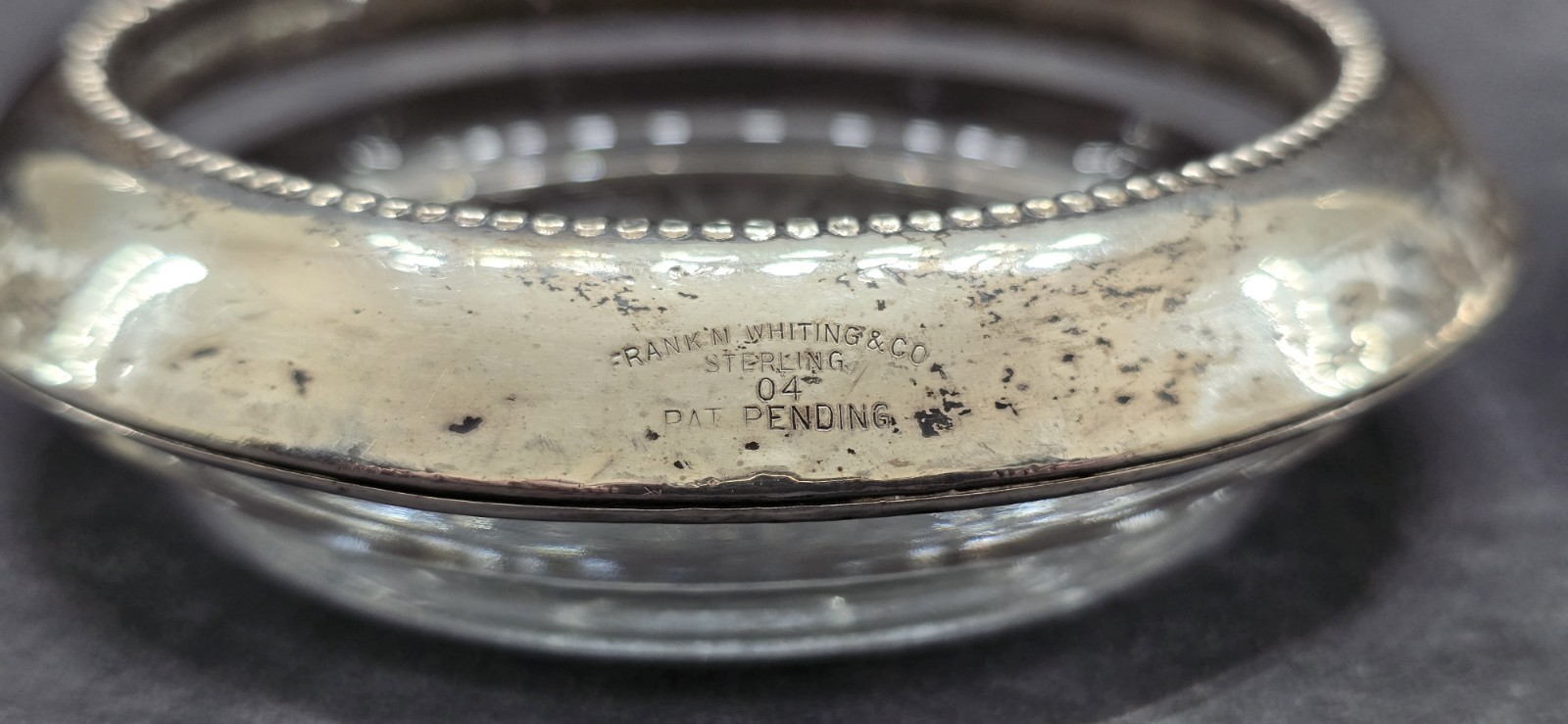 Frank M. Whiting & Company- Sterling Silver & Glass Coasters Set of 2 Vintage
