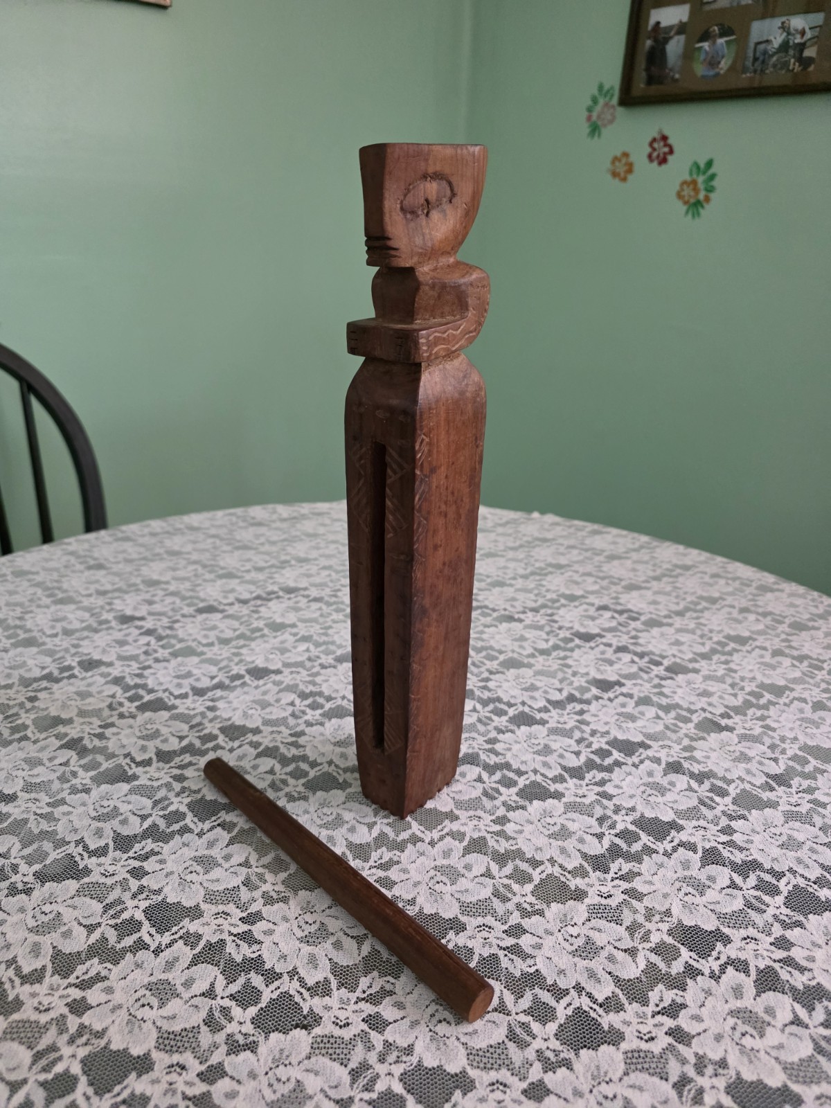 Vintage Hand Carved Wood 13″ Slit Gong Drum Oceania Tribal Art