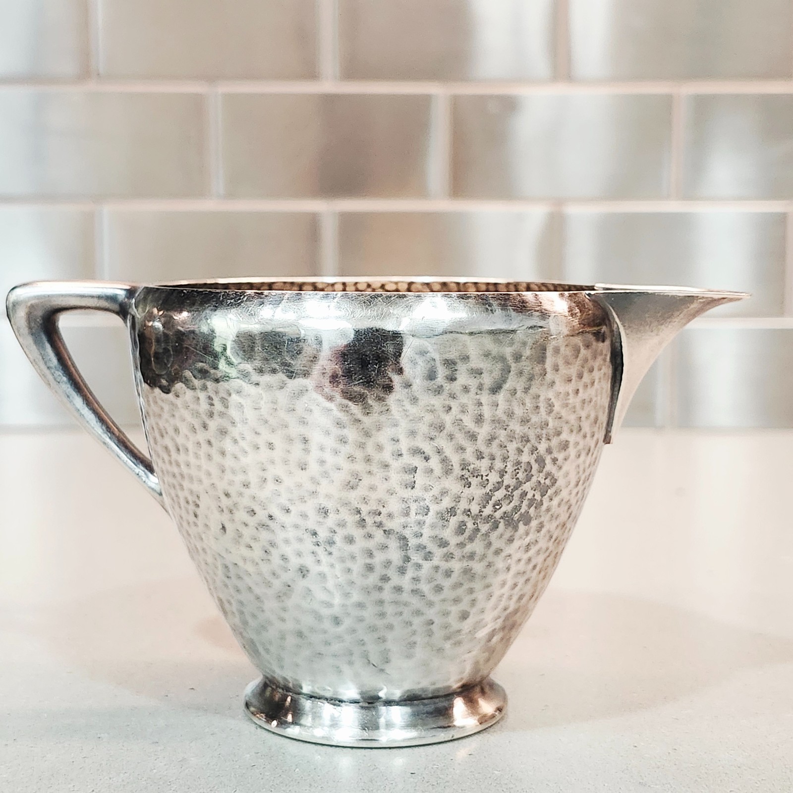 Meriden S.P. Co Vintage Hammered Cream & Sugar Set International Silver Co #3602
