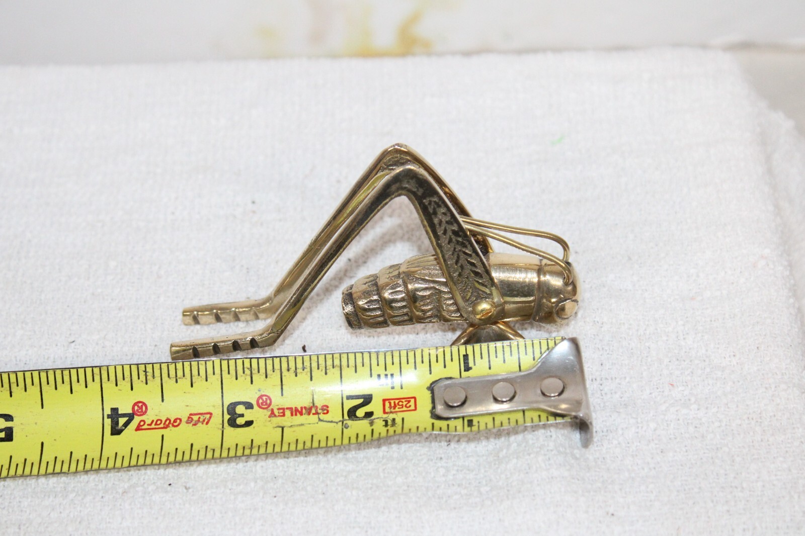 Antique Primitive Vintage Style Solid Brass Fireplace Hearth Cricket Grasshopper