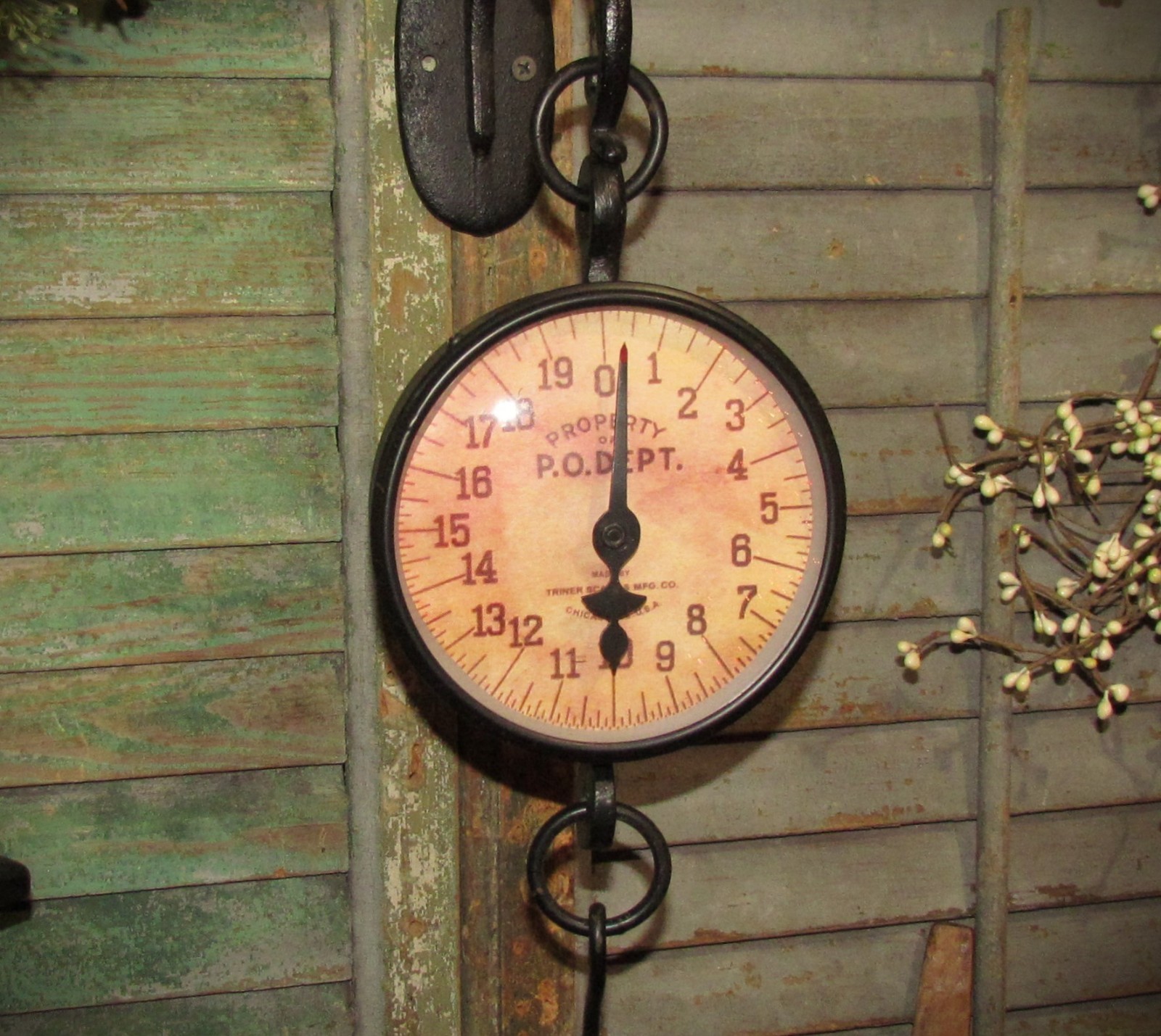 Primitive Hanging Black General Store Produce Scale Vtg Style Reproduction Decor