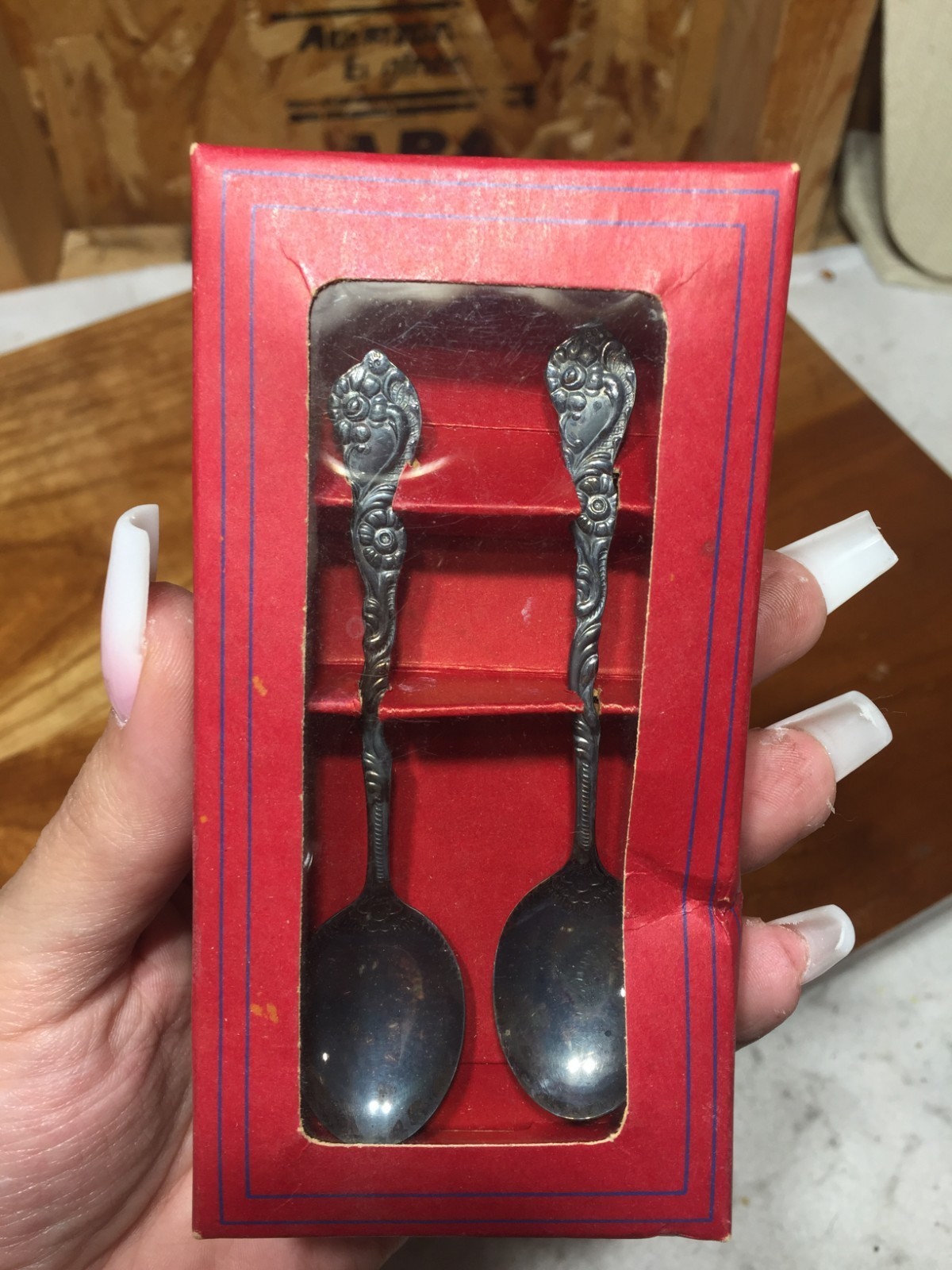 VTG Nils Johan Silverware Sweden Set of 2 Demitasse Espresso Spoons In Box
