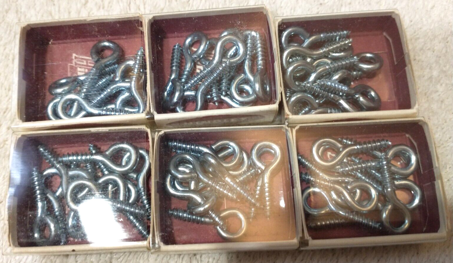 10 pcs X 6 boxes= 60 Screw Eyes NOS 1950’s HINDLEY U212 display location 19 A88