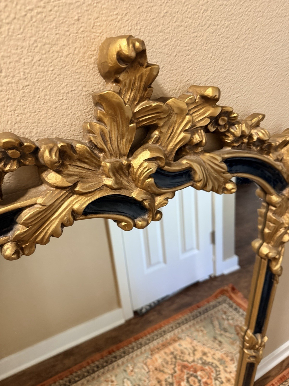 VTG Large Mirror Ornate Rococo Gold Gilt Baroque Hollywood Regency