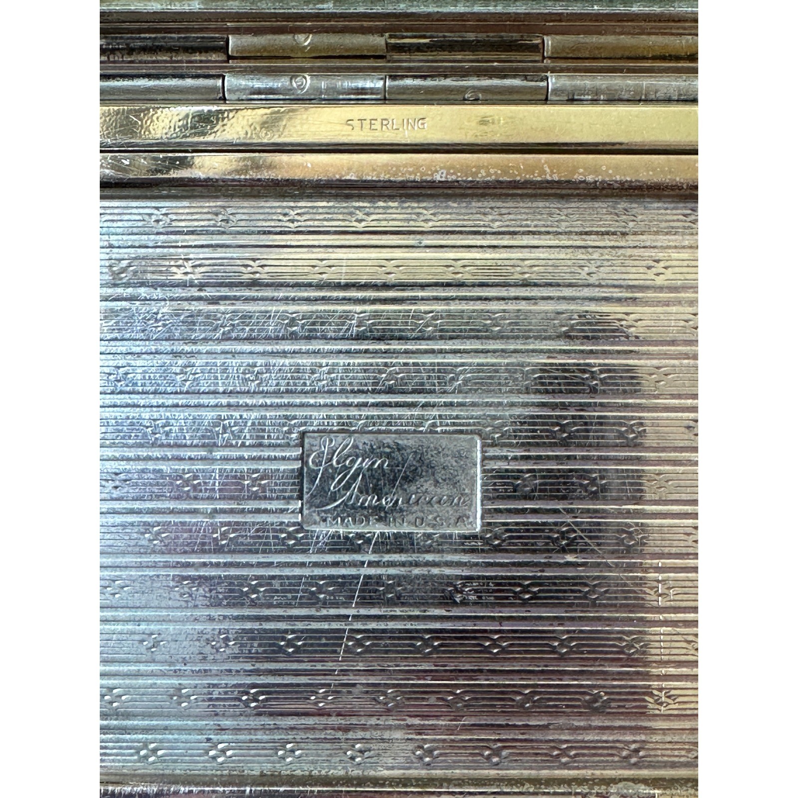 Vintage Elgin American Sterling Silver Makeup Compact Art Deco Monogrammed