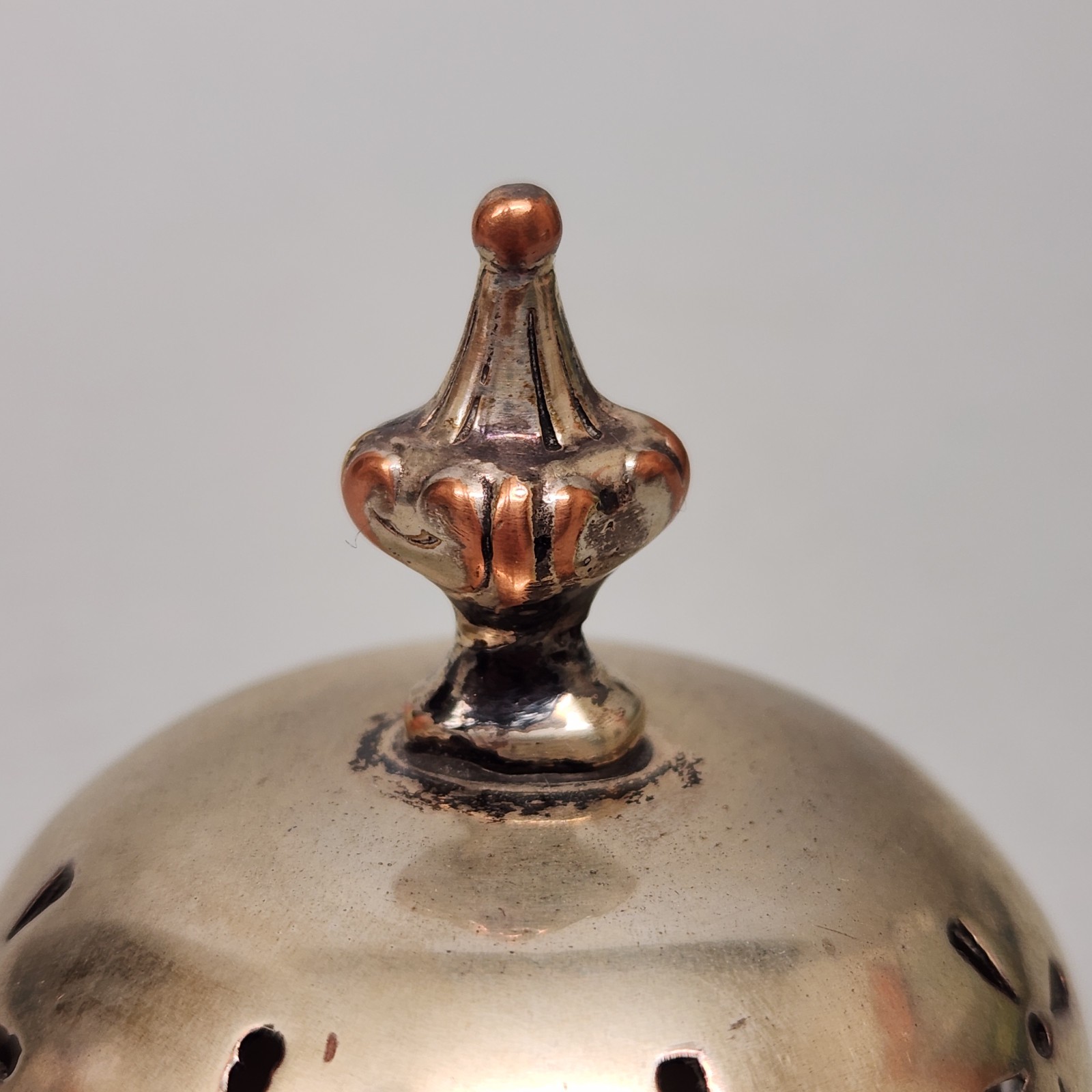 Antique Muffineer Shaker / Sugar Caster – Silverplate Copper (6.75″ Tall)