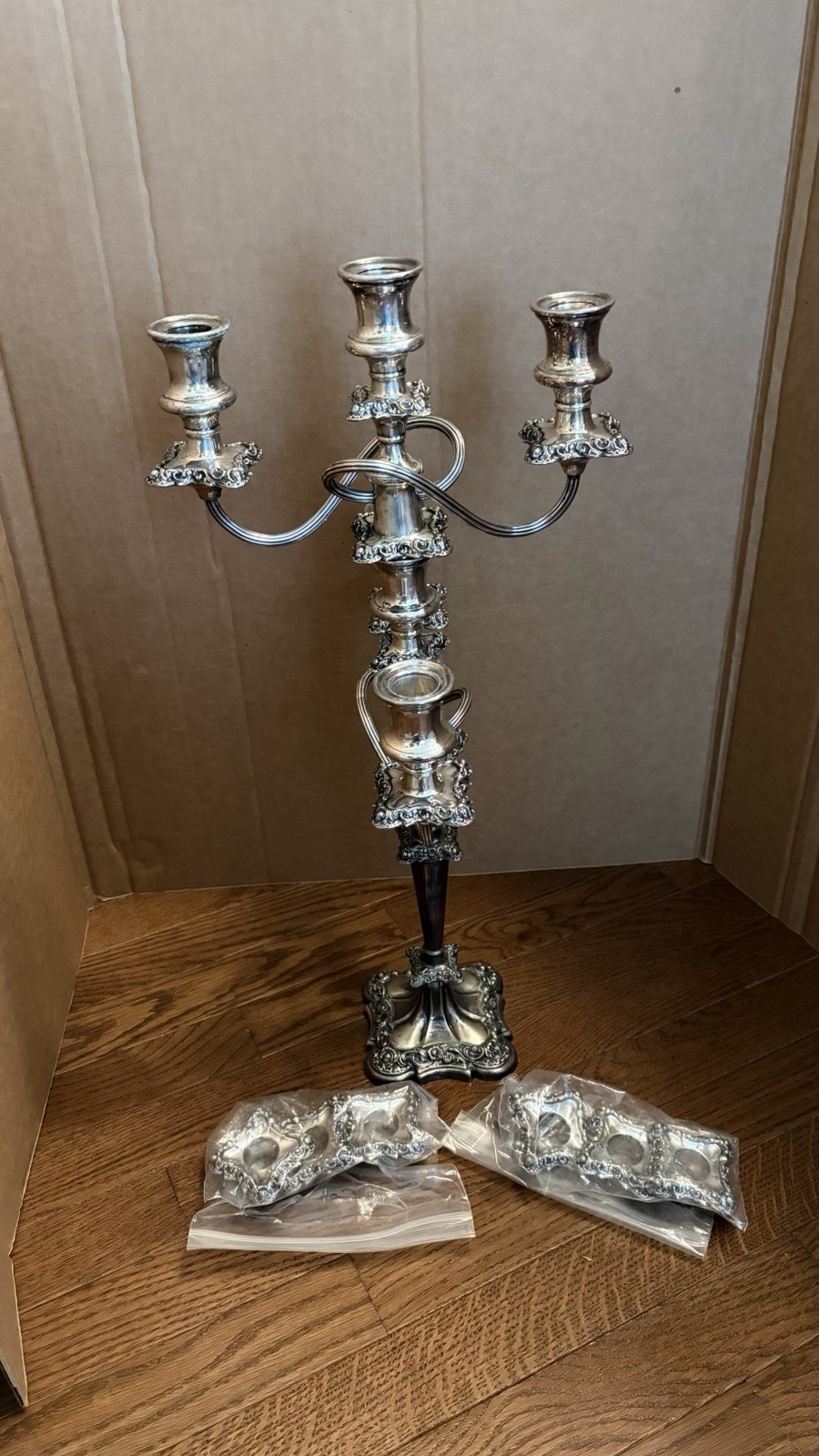 wow Antique Gorham Silver Plate Candlestick Candelabra Convertible Pattern 20702