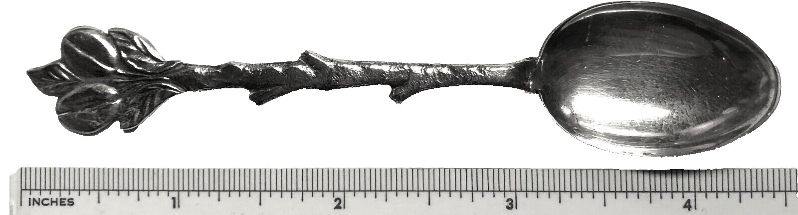 Coin Silver .900 Souvenir Spoon – Coffee Bean (?) Plant / Tree – Figural Handle