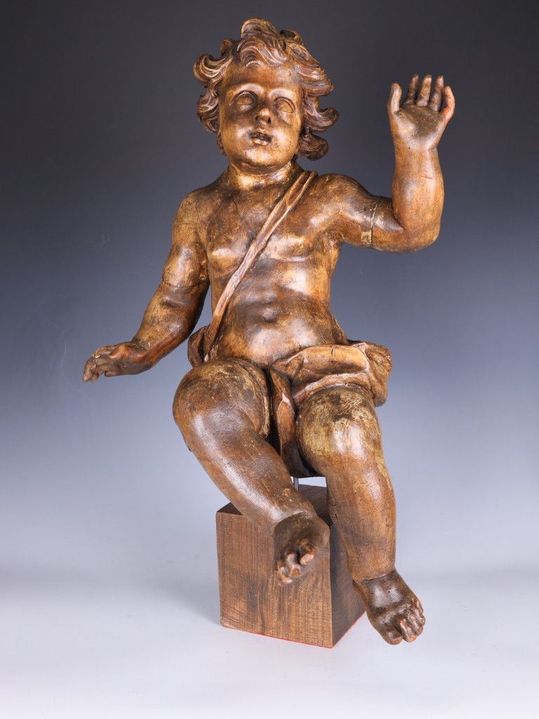 Large Italian Carved Wooden Putto Cherub Figure | Late 18th Century Ecclesiastic