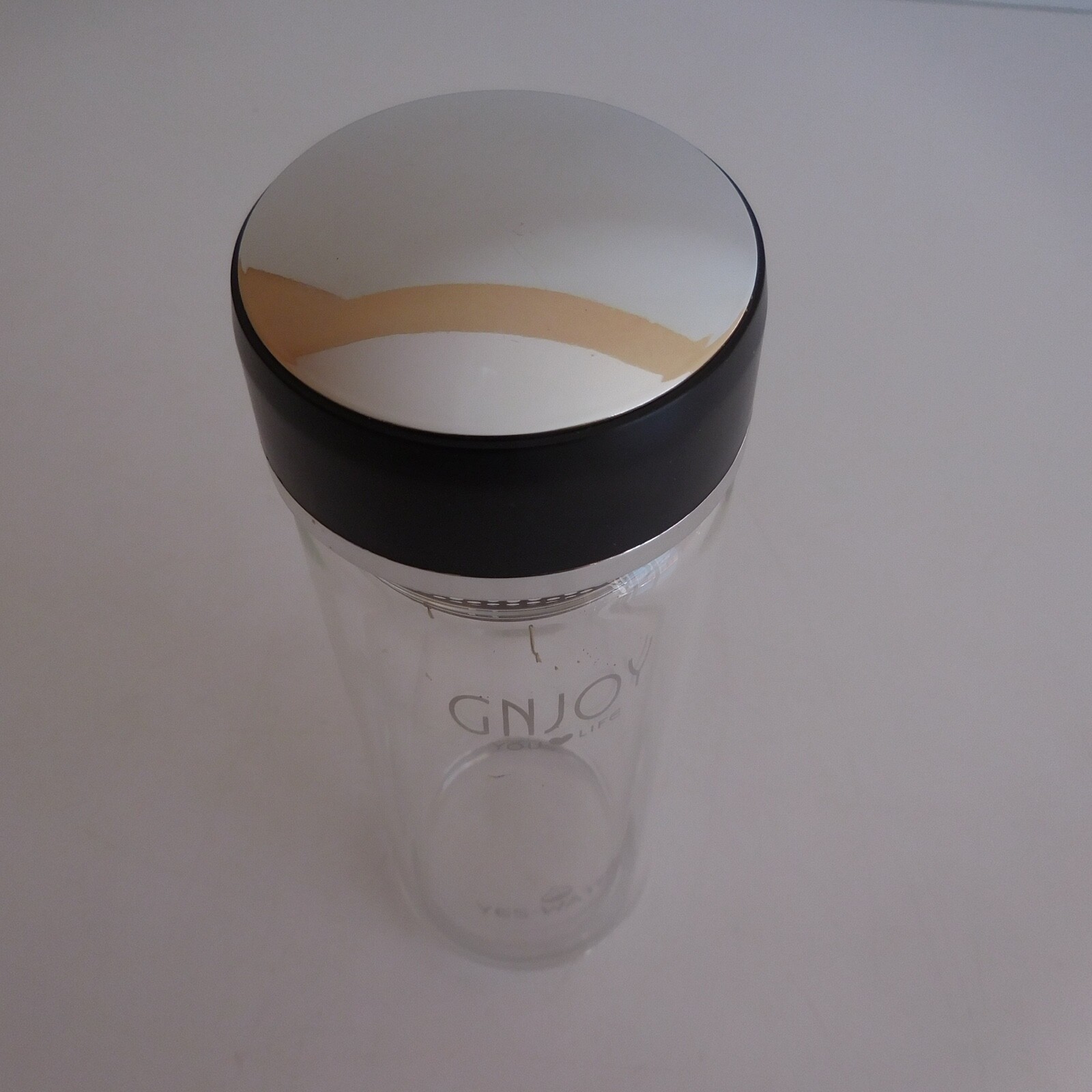 Bottle Flask Container Glass GNJOY YOU LIFE YES WATER Art Deco Design N3984