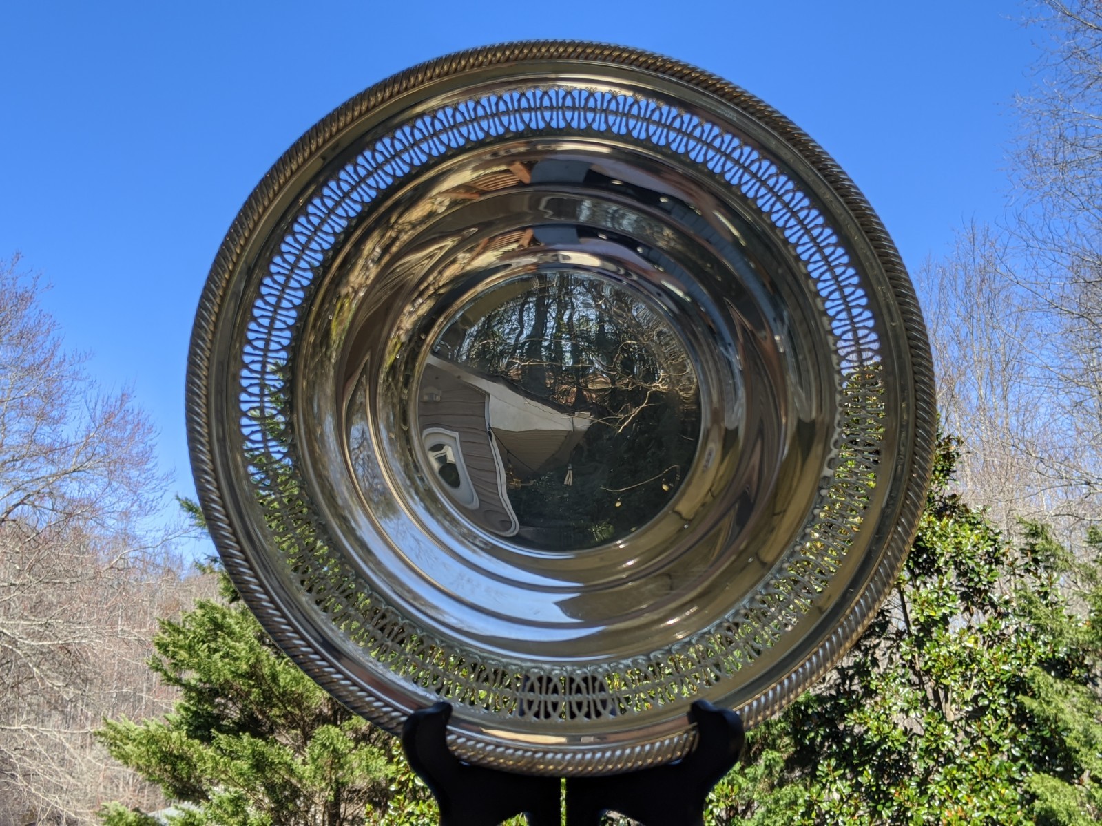 Wm. Rogers & Son 835 Silverplate 12″ Bowl Pierced/Lattice Band Rope-style Border