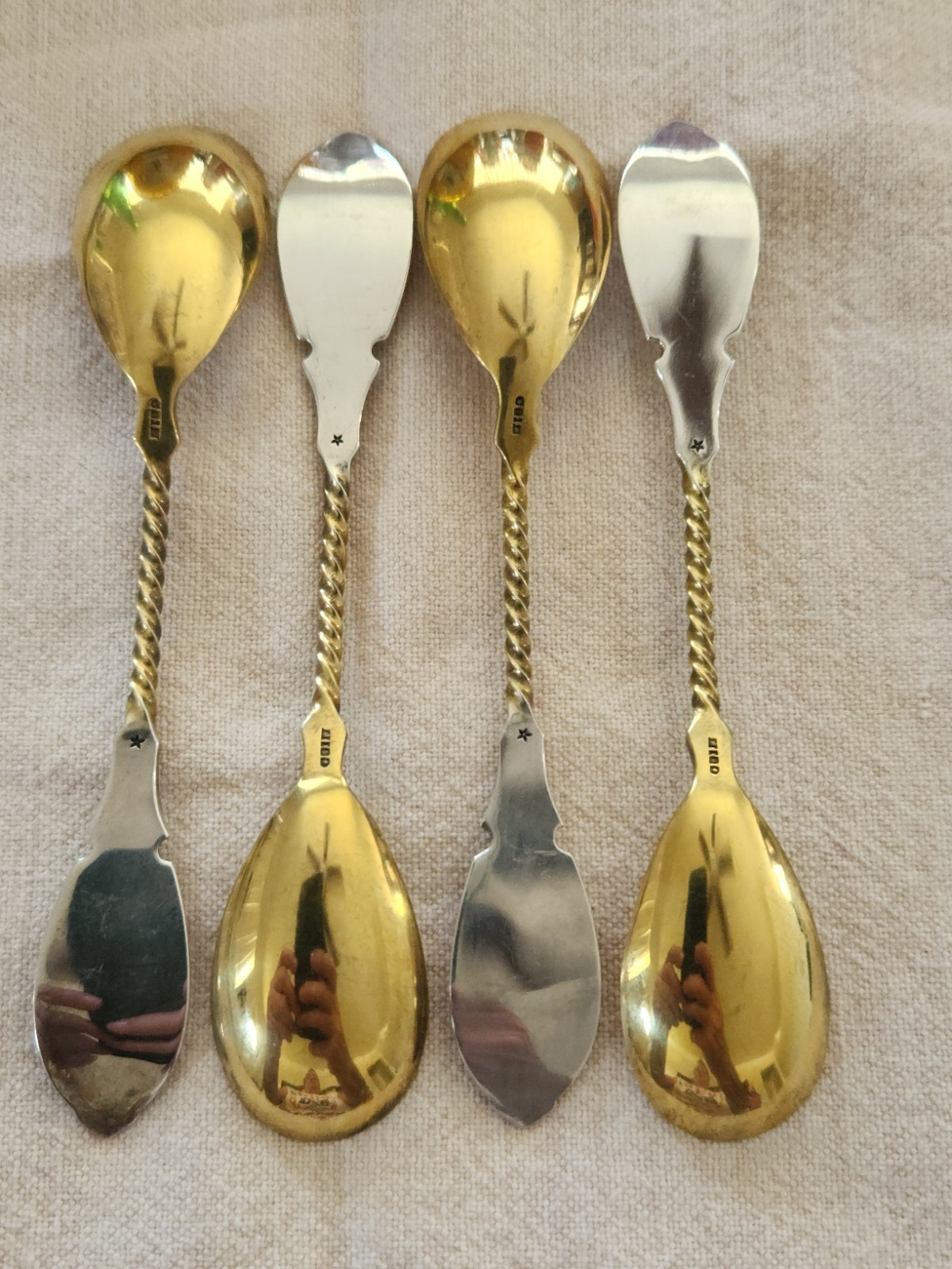 Antique American Coin 900 Silver Medallion Coffee Spoons- Set of 4– c.1860s